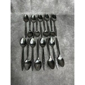 17 Dinner Spoons National Stainless‎ Japan Malta  NSTMAL Geometric MCM